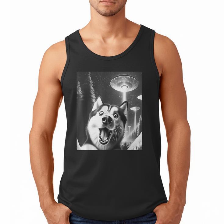 Siberian Husky Alien UFO Taking a Selfie Dog Mom Dad Men Tank Top