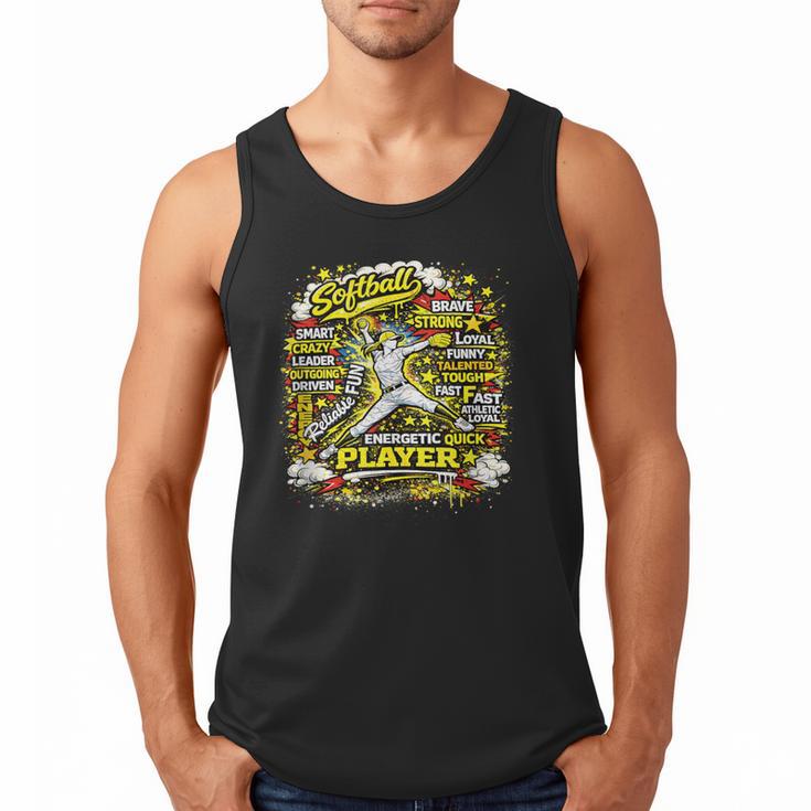 Softball Pitcher Best Traits Brave Retro Pop Comic Book Art Men Tank Top