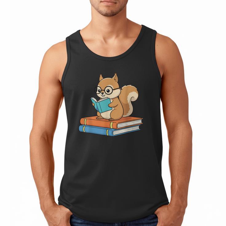 Squirrel Reading Book Glasses Bookworm Librarian Men Tank Top