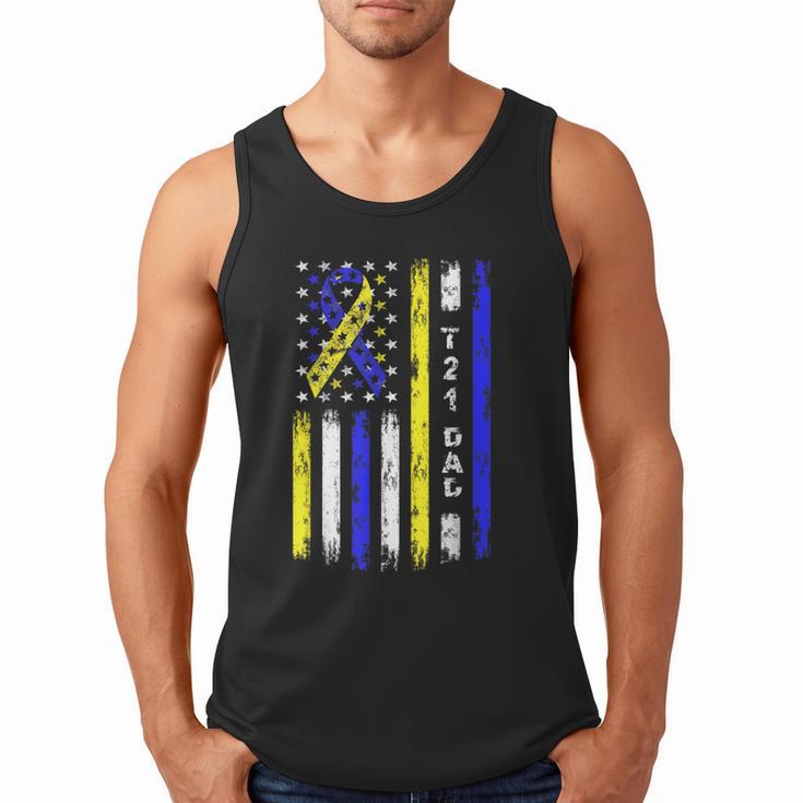 T21 Dad American Flag Down Syndrome Awareness Men Tank Top