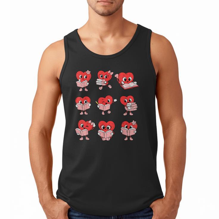 Teacher Valentines Day Reading Book Lover Bookworm Library Men Tank Top