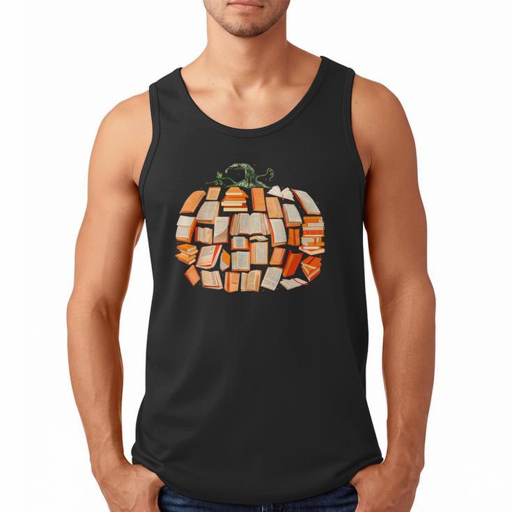 Thanksgiving Fall Books Pumpkins Vintage Library Teacher Kid Men Tank Top