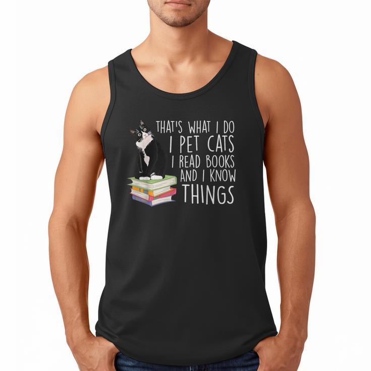 That's What I Do I Pet Cat I Read Books Tuxedo Cat Bookworm Men Tank Top