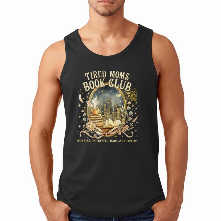 Tired Moms Book Club Cozy Night Coffee Reading Cat Men Tank Top