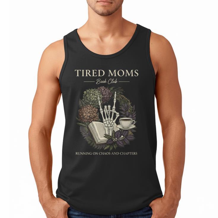Tired Moms Book Club Dark Floral Coffee Skeleton Men Tank Top