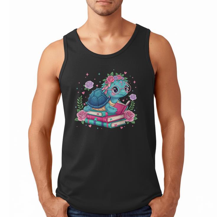 Turtle Bookworm Reading Book Bookworm Book Nerd Cute Graphic Men Tank Top