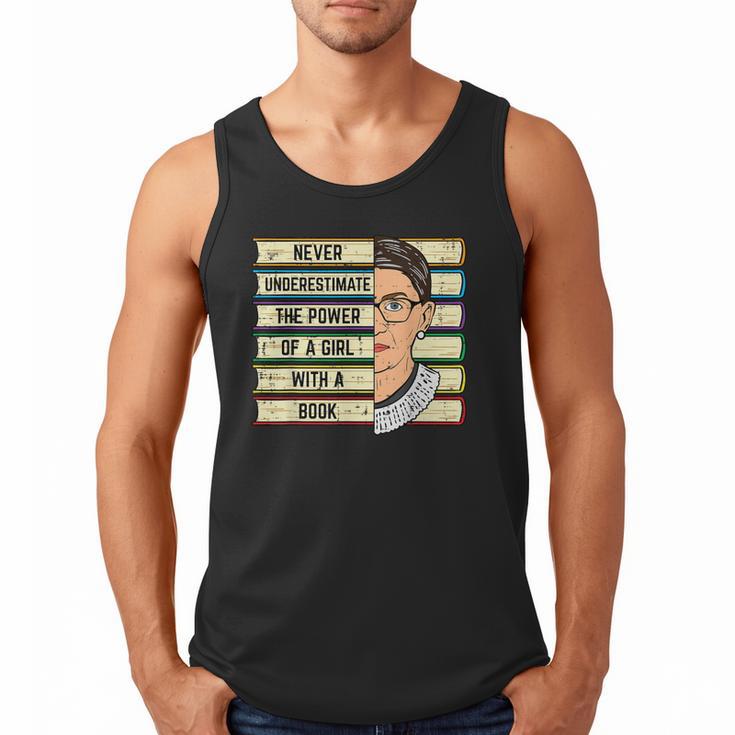 Never Underestimate Girl Read Book Reading Librarian Women Men Tank Top