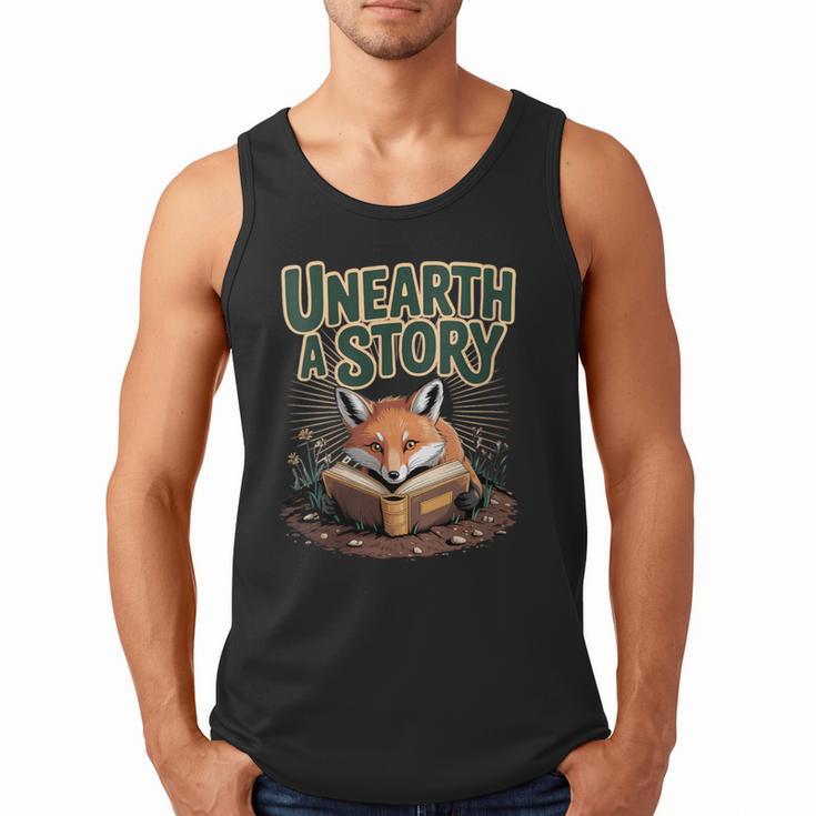 Unearth A Story Fox Reads a Book Men Tank Top