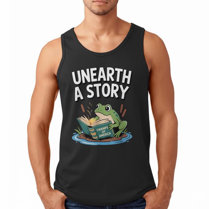 Unearth a Story Frog Reading a Book Summer 2026 Men Tank Top