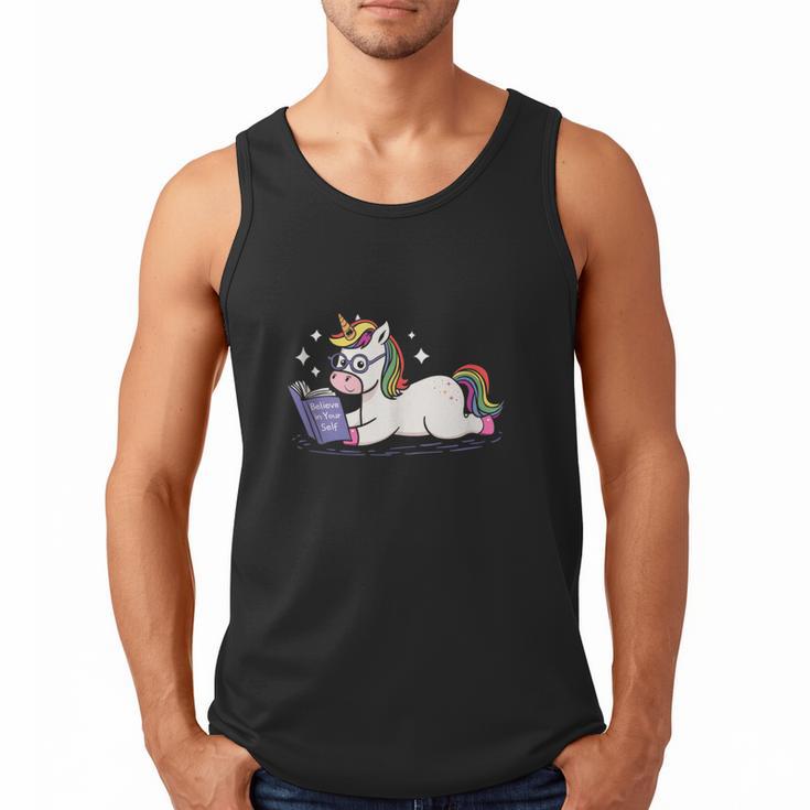 Unicorn Bookworm Believe In Yourself Cute And Inspirational Men Tank Top