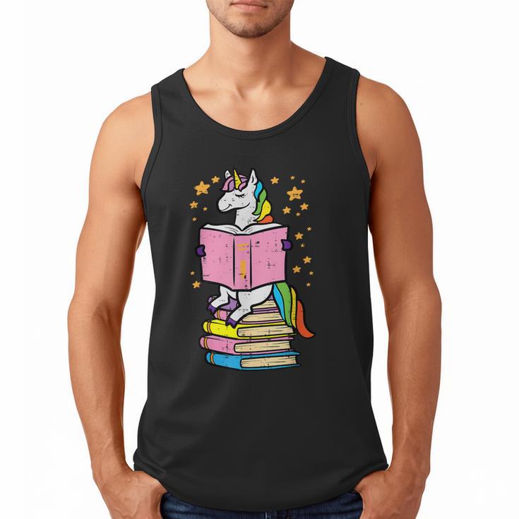 Unicorn Read Reading Book Librarian America Girls Women Men Tank Top