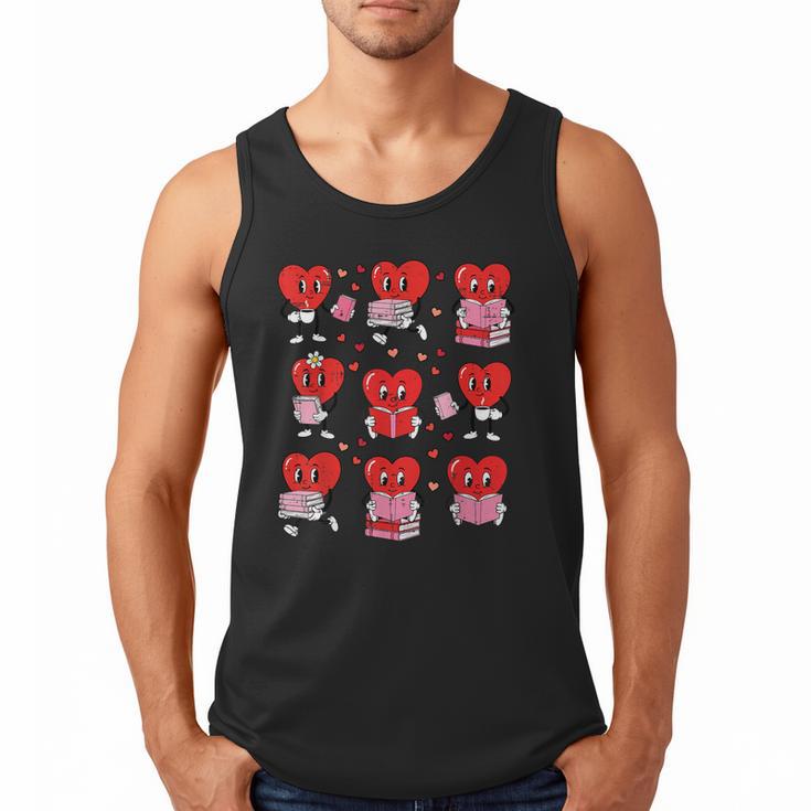 Valentines Day Librarian Heart Reading Book Women Men Kids Men Tank Top