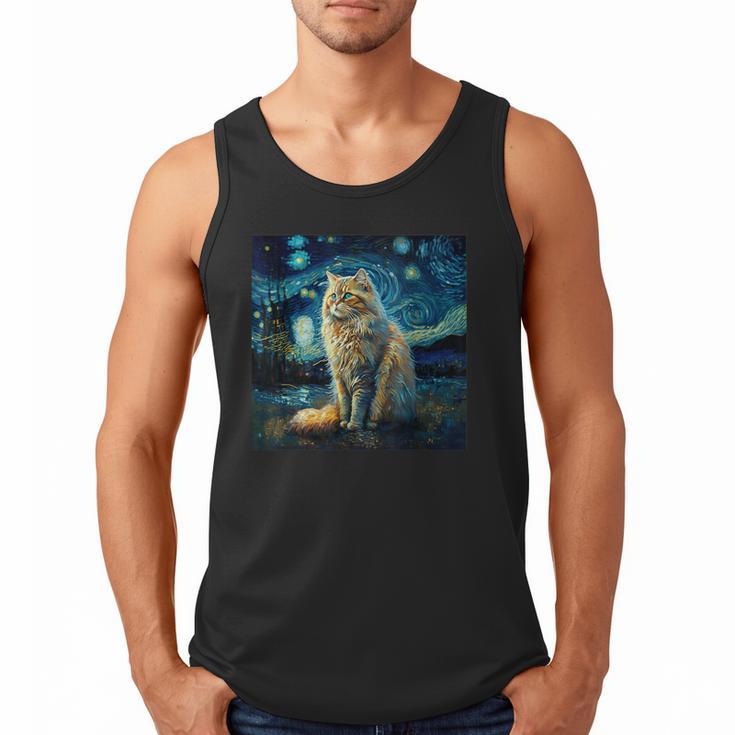 Van Gogh Starry Night Cat For Cat Lover Cat Mom And Cat Dad Men Tank Top