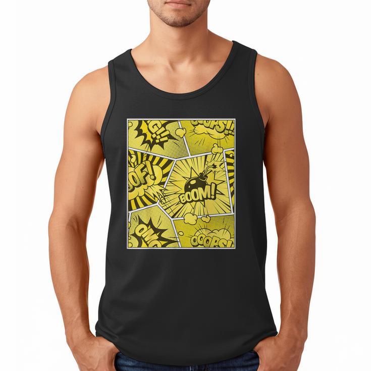 Varsity-Gold Yellow Comic Book University Varsity-Gold Men Tank Top