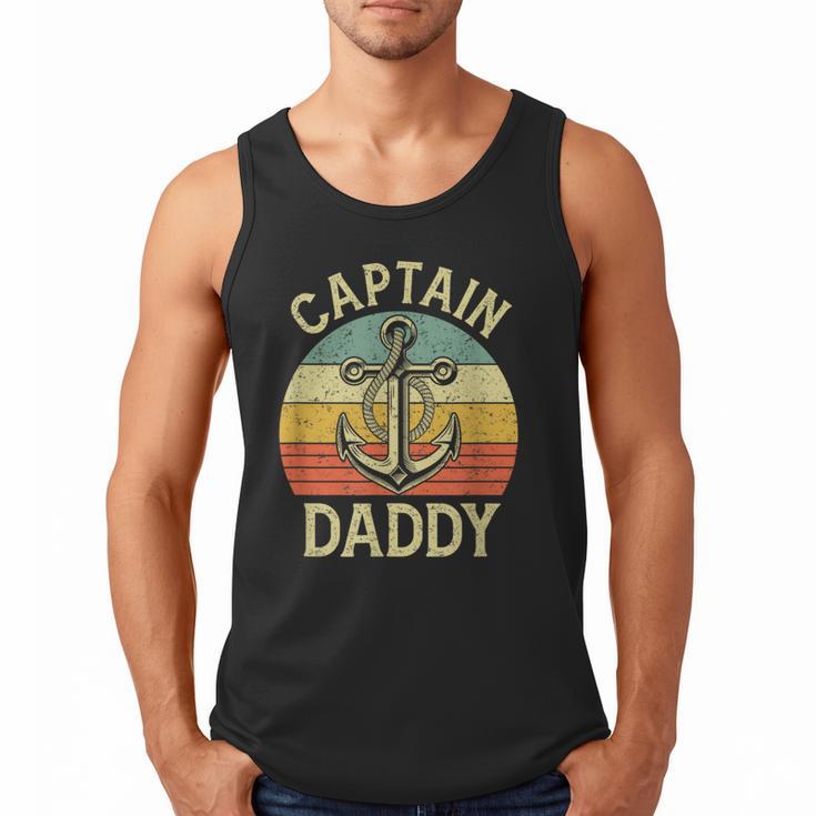 Vintage Captain Daddy Boat Pontoon Dad Fishing Sailor Anchor Men Tank Top