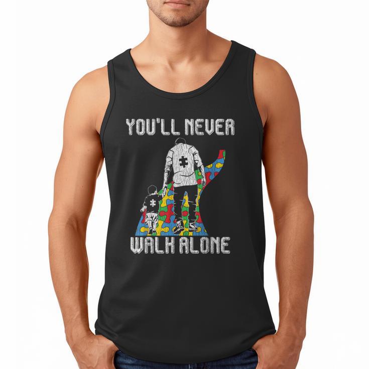 Vintage Father Son Family Autistic Kids Autism Awareness Dad Men Tank Top