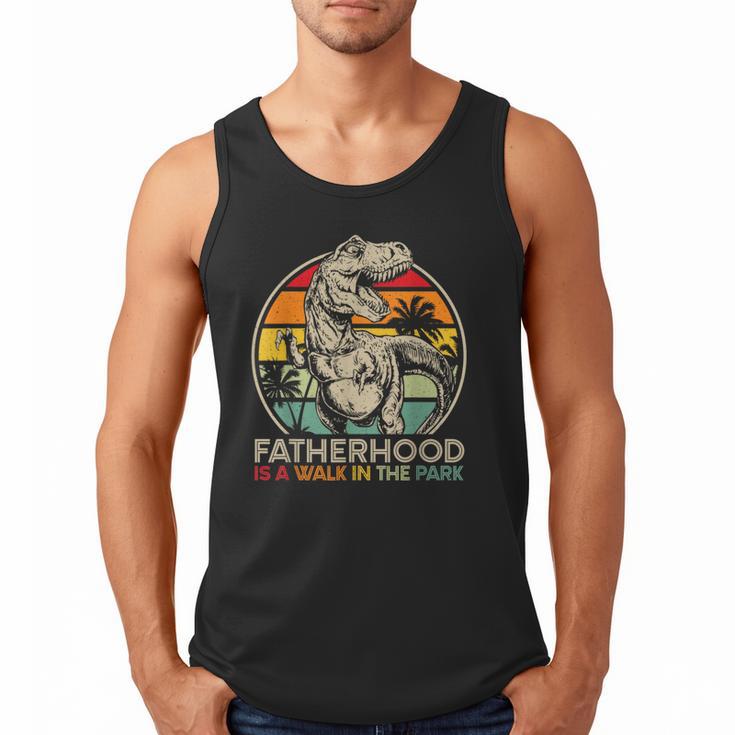 Vintage Fatherhood Is A Walk In The Park Dad T Rex Dinosaur Men Tank Top