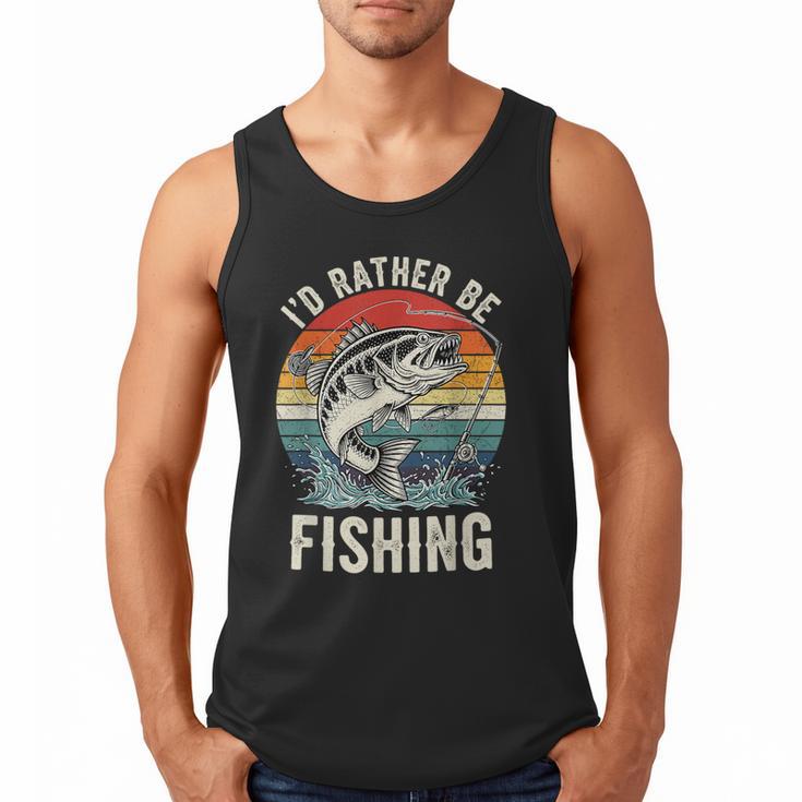 Vintage I'd Rather Be Fishing Graphic Bass Dad Boy Men Men Tank Top