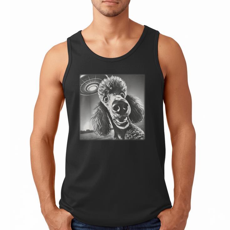 Vintage Poodle Selfie With UFO Alien Photobooth Dog Mom Dad Men Tank Top