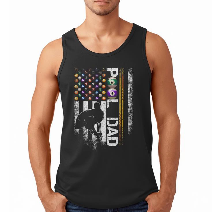 Vintage USA Flag Billiards Player Proud Pool Dad Men Tank Top