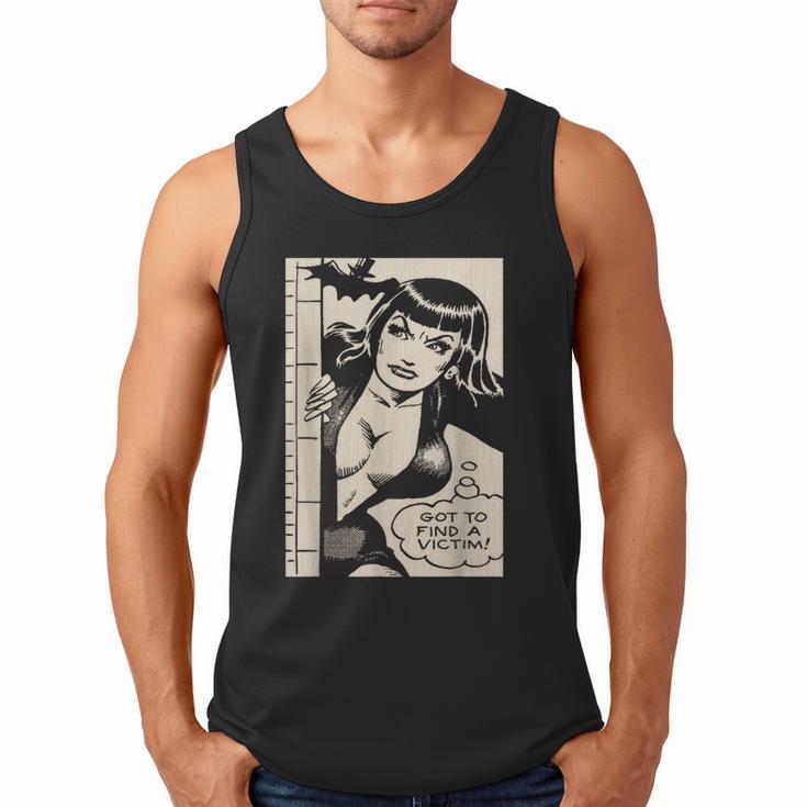Vintage Vampire Bat Vampire Pin Up Girl Horror Comic Book Men Tank Top