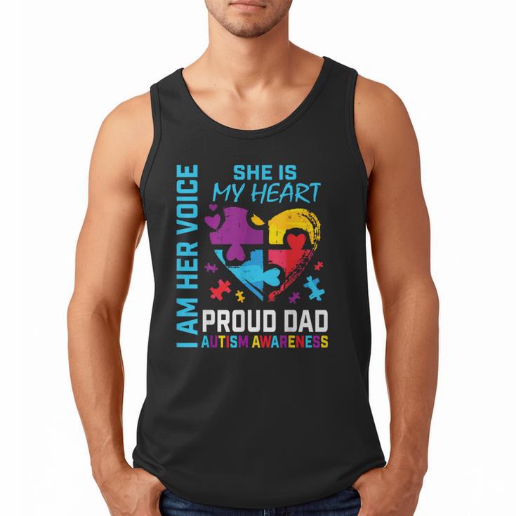 I Am Her Voice She Is My Heart Autism Awareness Daughter Dad Men Tank Top