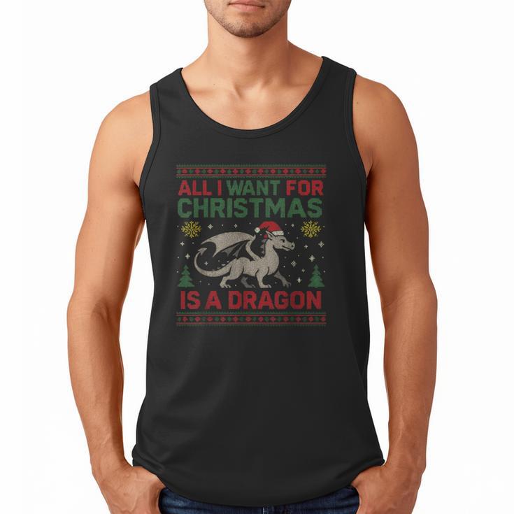 All I Want For Christmas Is A Dragon & Books Ugly Sweater Men Tank Top
