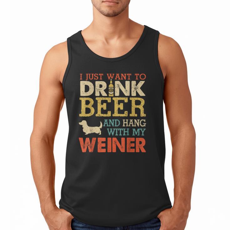 Weiner Dachshund Dad Drink Beer Hang With Dog Vintage Men Tank Top