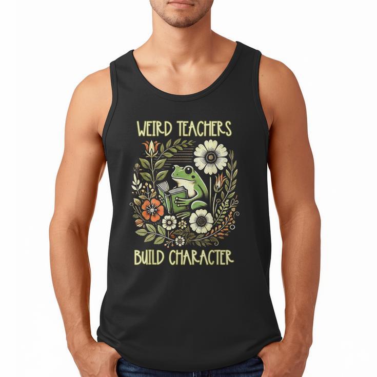Weird Teachers Build Character Frog Reading Book Librarian Men Tank Top