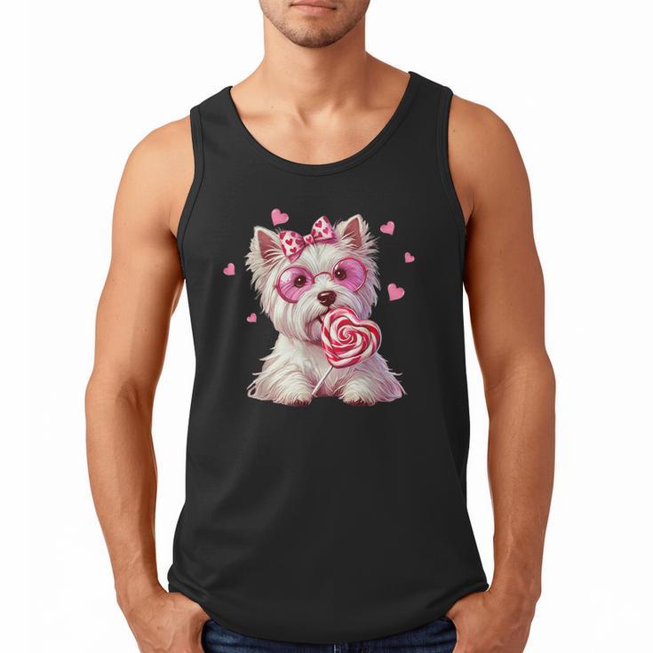 Westie Dog Valentines Day Dog Mom Westie Dad Candy Sucker For Men Women Girls Kids Men Tank Top