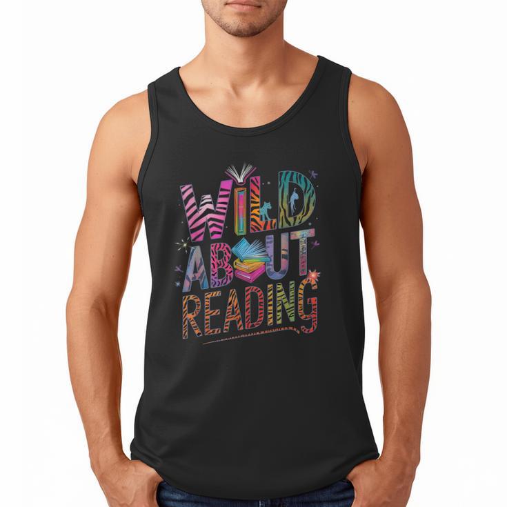 Wild About Reading Books Readers Lovers Bookworm Library Day Men Tank Top