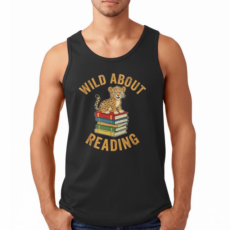 Wild About Reading Cute Leopard Teacher Kids Book Lover Men Tank Top
