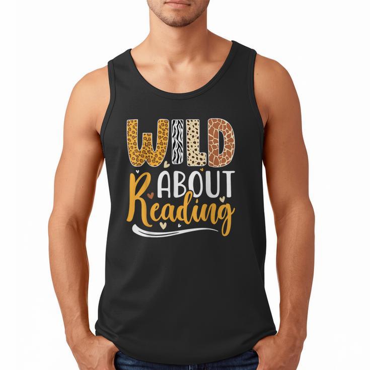 Wild About Reading Lover Bookworm Library Teacher Zoo Animal Men Tank Top