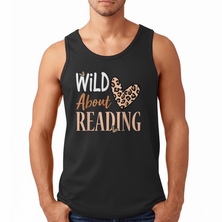 Wild About Reading Teacher Books Reader Lovers Leopard Zebra Men Tank Top