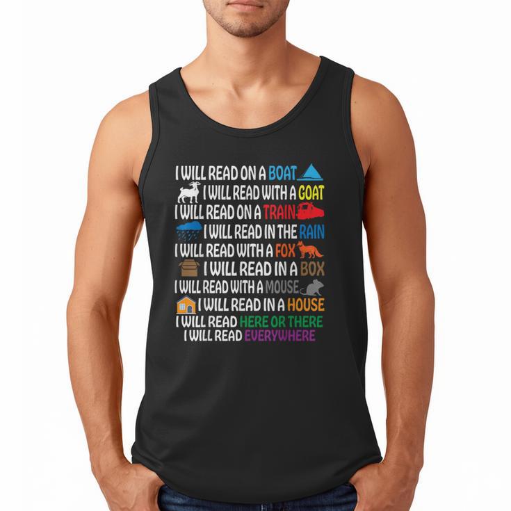 I Will Read Books On A Boat & Everywhere Reading Kids Book Men Tank Top