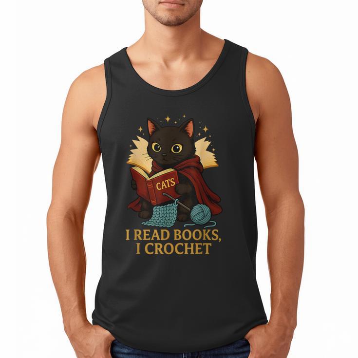 Wizard Cat Reading a Book While Crocheting Men Tank Top