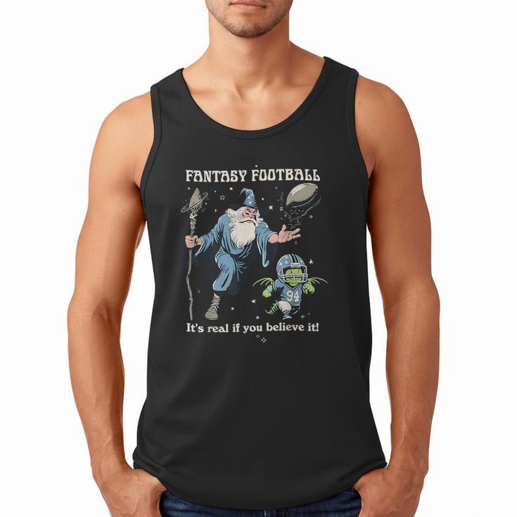 Wizard Dragon Fantasy Football Player Literal Dad Joke Men Tank Top