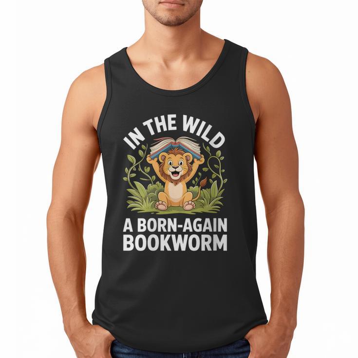 Women's Wild About Reading Book Reader Lion Zoo Animals Kids Men Tank Top
