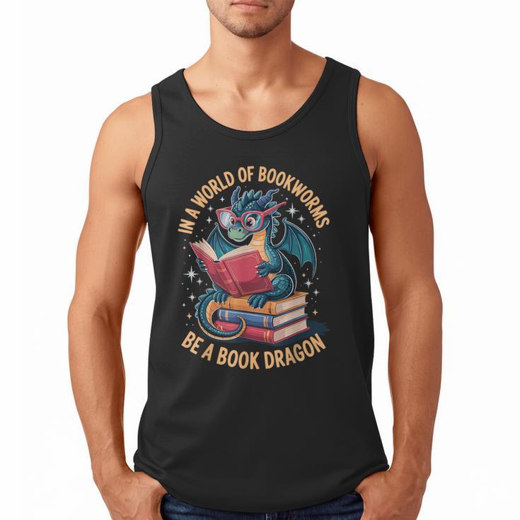 In A World Of Bookworms Be A Book Dragon Men Tank Top