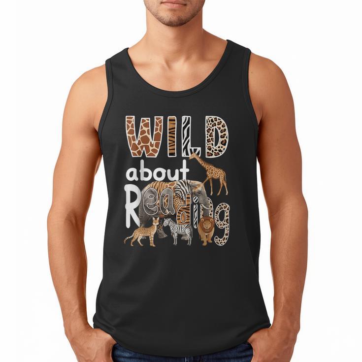 Zoo Animals Wild About Reading Books Reader Lover Librarian Men Tank Top