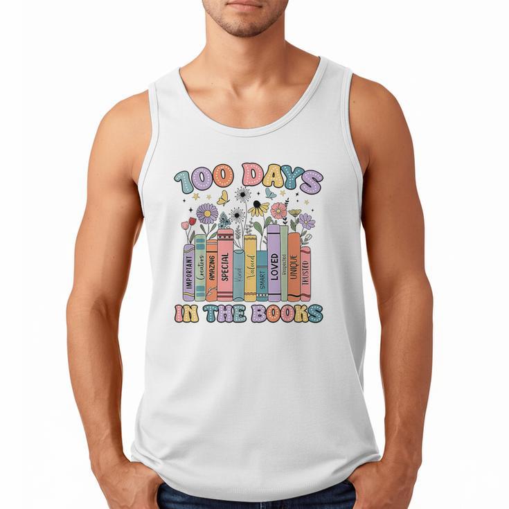 100 Days In The Books Reading Teacher 100th Day Of School Men Tank Top