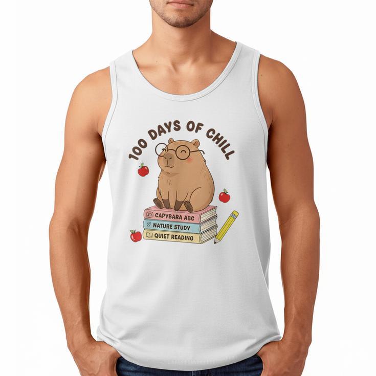 100 Days Of Chill Cute Capybara School Book Lover Men Tank Top