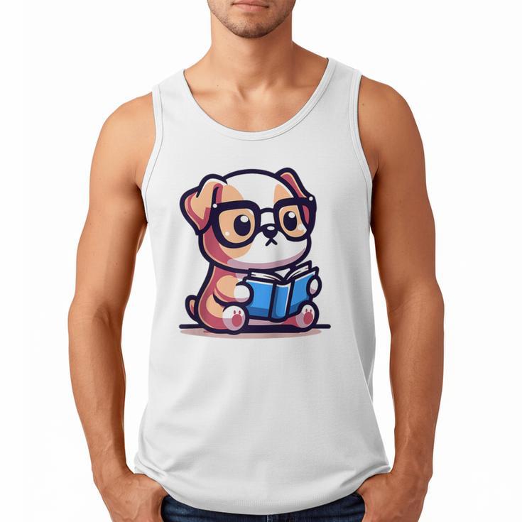 Adorable Book Lover Bulldog With Reading Glasses Cute Raglan Baseball Tee Men Tank Top
