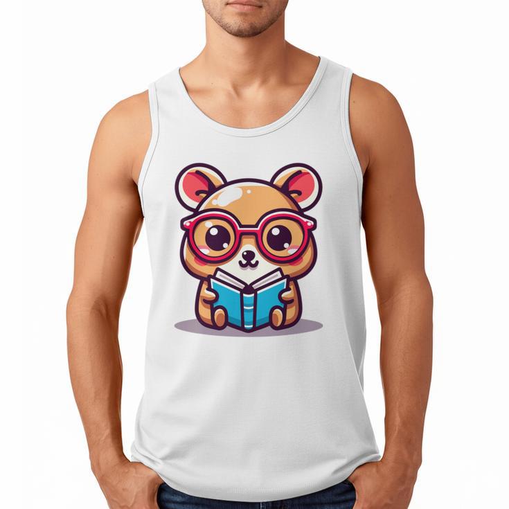 Adorable Book Lover Quokka With Reading Glasses Cute Men Tank Top