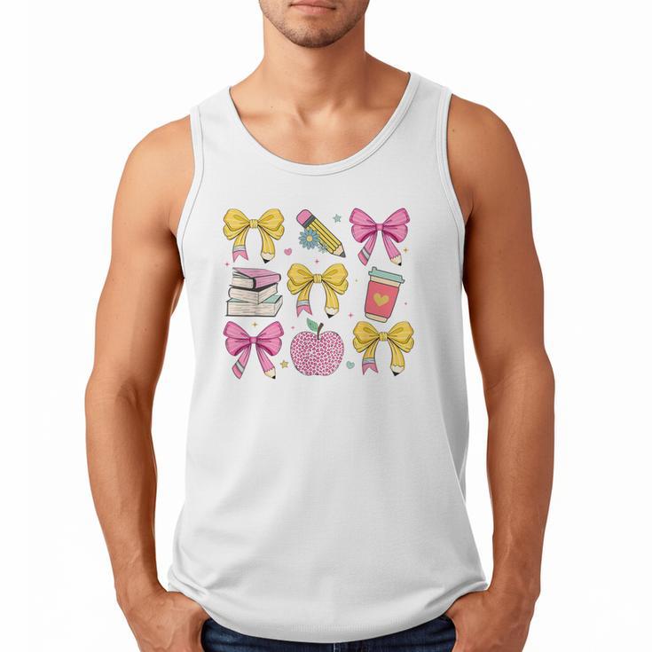 Apple Coquette Bow Books First Day Of School Back To School Men Tank Top