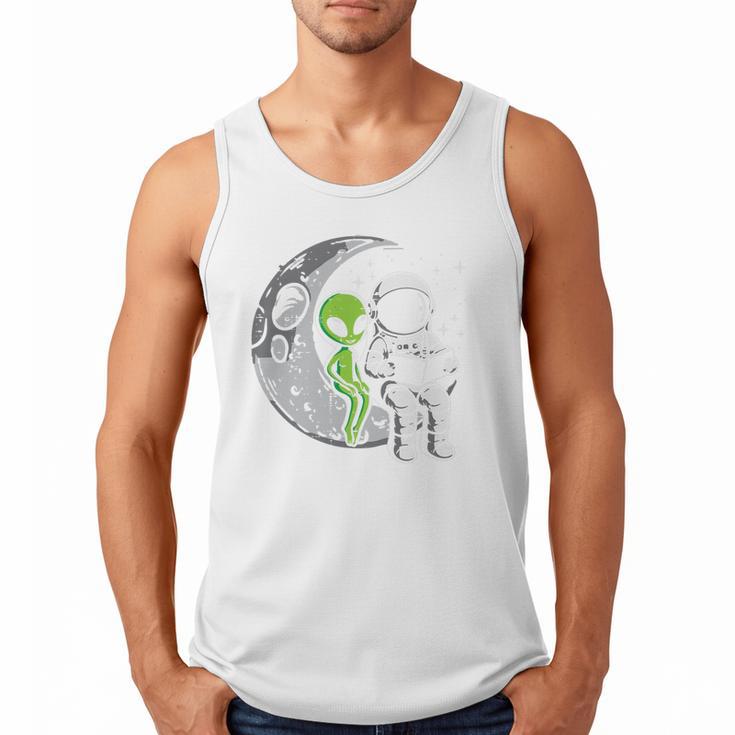 Astronaut Reading Book To Alien Moon Space Women Kids Men Premium Tri-Blend Men Tank Top
