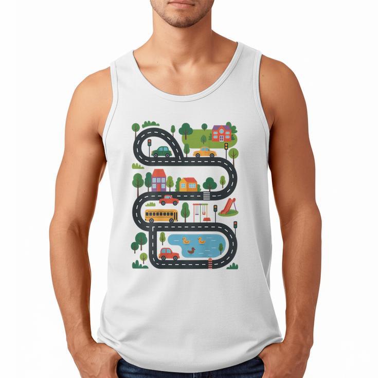 On Back Tired Dads Club Car Race Track On Dad Daddy Men Tank Top