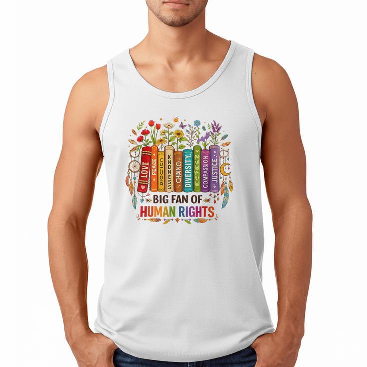 Boho Floral Book Big Fan Of Human Rights Liberal Protest Men Tank Top