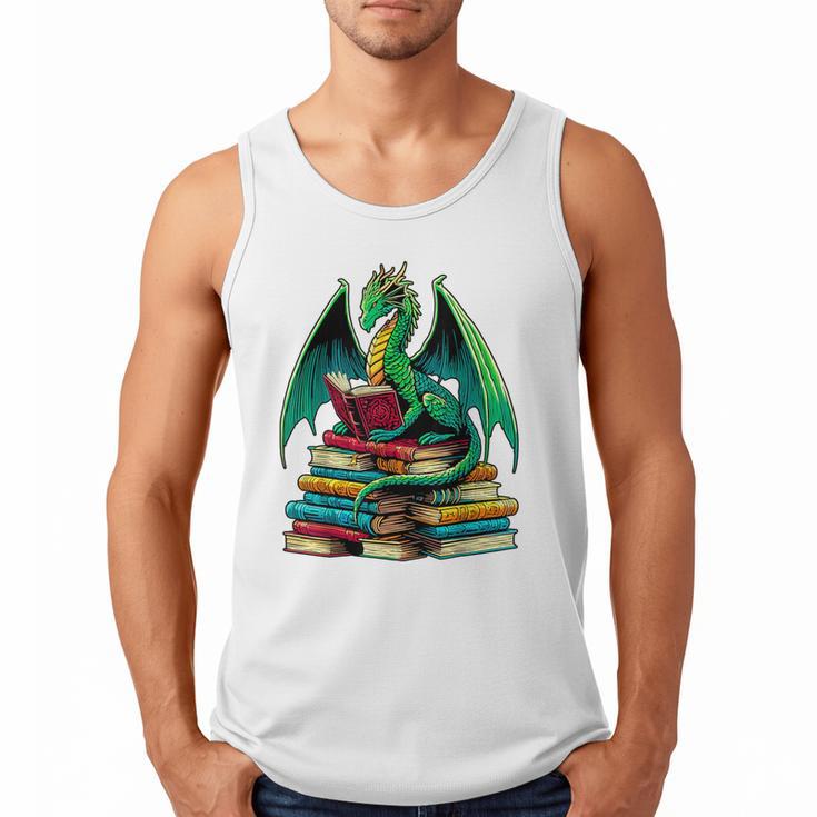 Book Dragon Reading Books Men Tank Top
