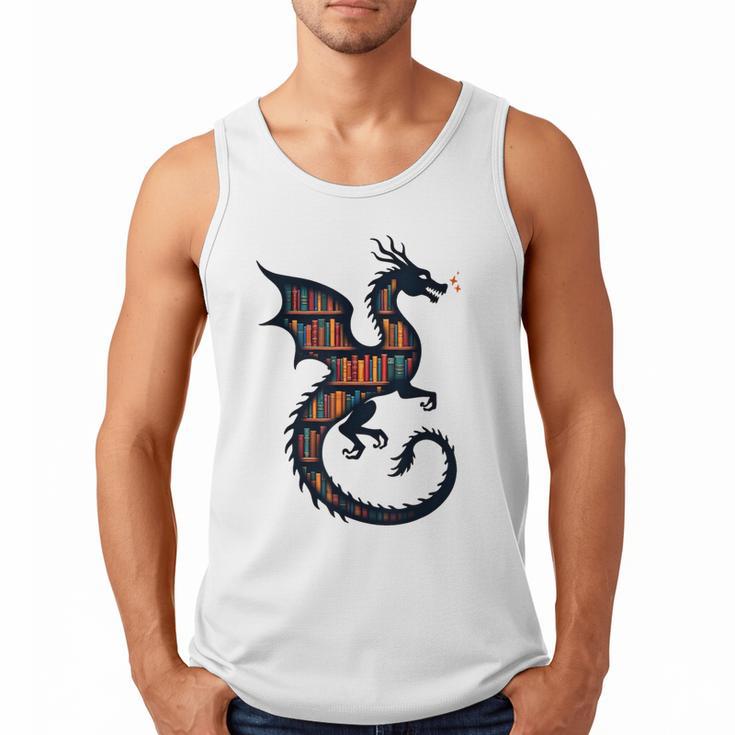 Book Lover Bookworm Reading Books Dragon Men Tank Top